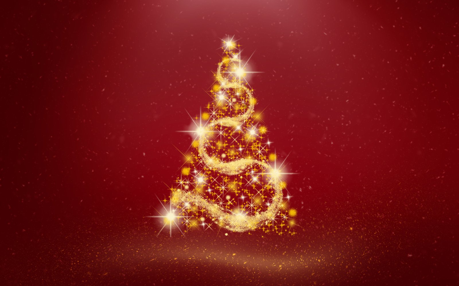 christmas tree golden color red background